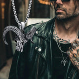 Baphomet Satanic Goat Head Skull Pendant Stainless Steel Necklace