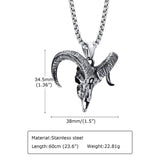 Baphomet Satanic Goat Head Skull Pendant Stainless Steel Necklace