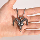 Baphomet Satanic Goat Head Skull Pendant Stainless Steel Necklace