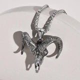 Baphomet Satanic Goat Head Skull Pendant Stainless Steel Necklace