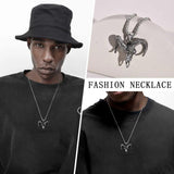Baphomet Satanic Goat Head Skull Pendant Stainless Steel Necklace