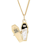 Vintage Metal Copper Coffin Necklace Halloween Gothic Pendant Sweater Chain