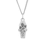 Vintage Metal Copper Coffin Necklace Halloween Gothic Pendant Sweater Chain