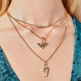 Vintage Metal Copper Coffin Necklace Halloween Gothic Pendant Sweater Chain