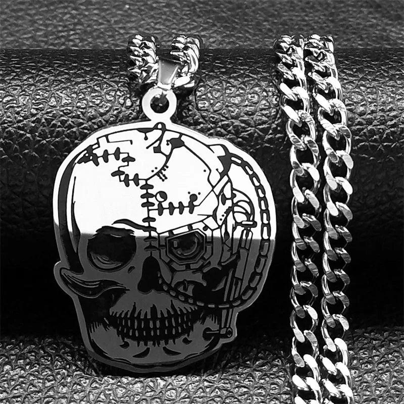 Biochemical Crisis Skull Pendant Necklace Stainless Steel