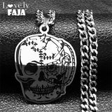 Biochemical Crisis Skull Pendant Necklace Stainless Steel