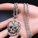 Biochemical Crisis Skull Pendant Necklace Stainless Steel