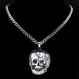 Biochemical Crisis Skull Pendant Necklace Stainless Steel