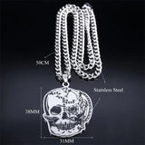 Biochemical Crisis Skull Pendant Necklace Stainless Steel
