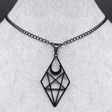 Goth Satan Inverted Pentagram Choker Necklace Stainless Steel