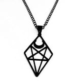 Goth Satan Inverted Pentagram Choker Necklace Stainless Steel