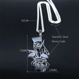 Gothic Skeleton Skull Rose Flower Punk Necklace