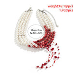 Halloween Blood Pattern Pearl Necklace Multi-layer Gothic Party Jewelry