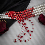 Halloween Blood Pattern Pearl Necklace Multi-layer Gothic Party Jewelry