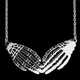 Gothic Skeleton Hand Punk Necklaces Women Stainless Steel Hip Hop Necklaces