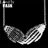 Gothic Skeleton Hand Punk Necklaces Women Stainless Steel Hip Hop Necklaces