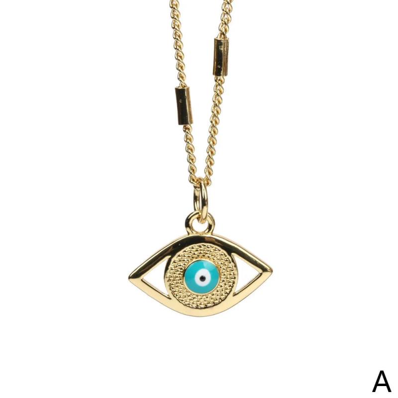Evil Eye Pendant Necklace Exaggerated Drip Copper Clavicular Chain