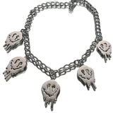 Gothic Smiley Face Pendant Necklace Silver Punk Halloween Jewelry