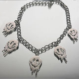 Gothic Smiley Face Pendant Necklace Silver Punk Halloween Jewelry