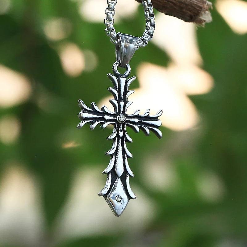 Personalized Stainless Steel Cross Pendant Necklace with Stone