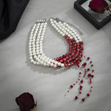 Gothic Pearl Beaded Choker Necklace Multi-layer Halloween Jewelry