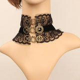Gothic Punk Gear Lace Choker Necklace