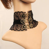 Gothic Punk Gear Lace Choker Necklace