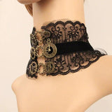 Gothic Punk Gear Lace Choker Necklace