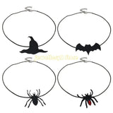 Spiders Witch Hat Necklace Halloween Pendant Clavicle Chain