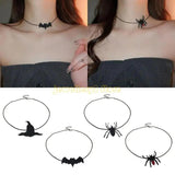 Spiders Witch Hat Necklace Halloween Pendant Clavicle Chain