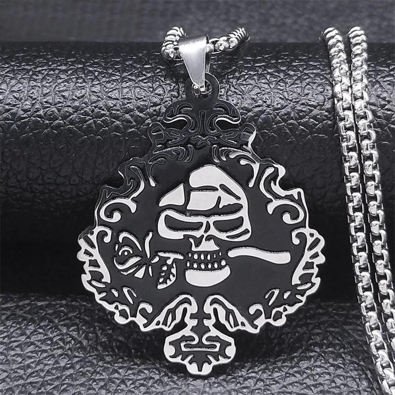 Skull Rose Necklace Lucky Ace of Spades Chain Halloween Gift