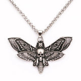 Halloween Skull Moth Necklace Wicca Witchcraft Pendant