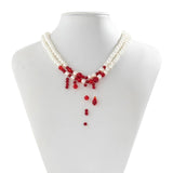 Halloween Red Crystal Beads Double Layer Short Necklace Gothic Pearl Choker