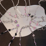 Kpop Goth Pink Purple Heart Cross Star Pendant Necklace