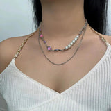 Kpop Goth Pink Purple Heart Cross Star Pendant Necklace