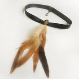 Long Feather Skull Witch Necklace Leather Collar Women Jewelry