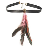 Long Feather Skull Witch Necklace Leather Collar Women Jewelry