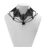 Gothic Hollow Lace Tassel Choker Necklace Halloween Jewelry