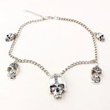 Goth Punk Skeleton Choker Necklace Silver Skull Chains Halloween Gift