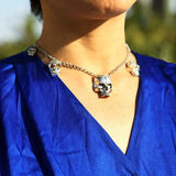 Goth Punk Skeleton Choker Necklace Silver Skull Chains Halloween Gift