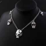 Goth Punk Skeleton Choker Necklace Silver Skull Chains Halloween Gift