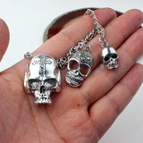 Goth Punk Skeleton Choker Necklace Silver Skull Chains Halloween Gift