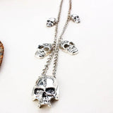 Goth Punk Skeleton Choker Necklace Silver Skull Chains Halloween Gift