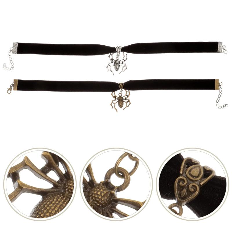 2 Pcs Halloween Cosplay Spider Choker Necklace for Women
