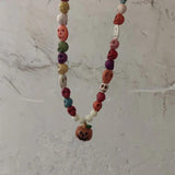 Colorful Skull Beaded Necklace Acrylic Pumpkin Pendant Jewelry