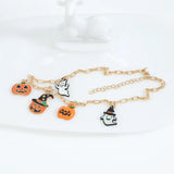 Halloween Pumpkin Pendant Necklace Spooky Witch Cat Chain