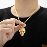 Halloween Viking Skull Head Pendant Necklace Stainless Steel Amulet