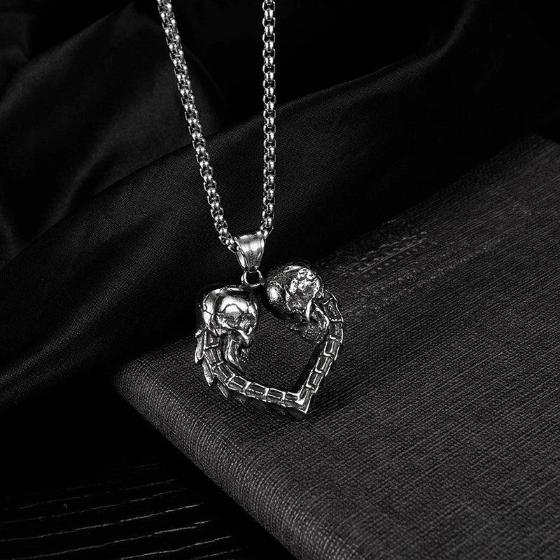 Gothic Halloween Skull Pendant Necklace Stainless Steel