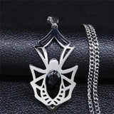 Goth Spider Stainless Steel Hip Hop Necklace Men Silver Punk Rock Necklace