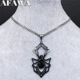 Goth Spider Stainless Steel Hip Hop Necklace Men Silver Punk Rock Necklace